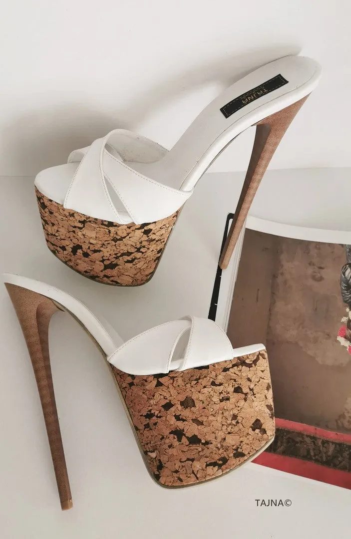 White Cross Strap Platform Mules