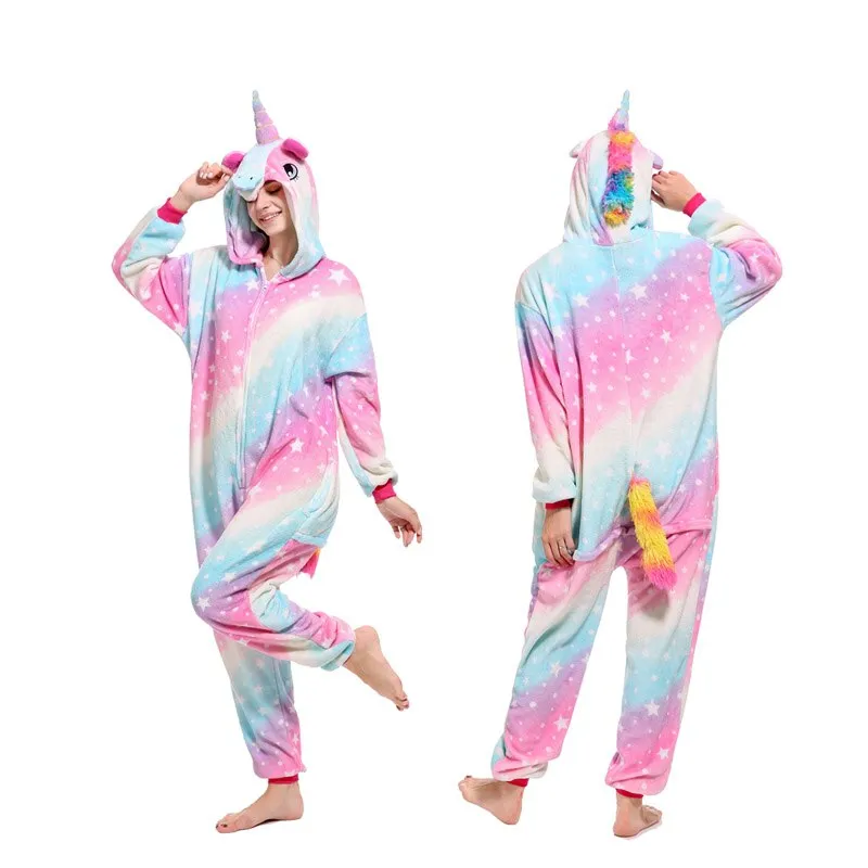 Women Unicorn Stitch Onesies Unisex Winter Christmas Pajamas Nightwear  Costumes Adults Flannel Sleepwear Pyjama