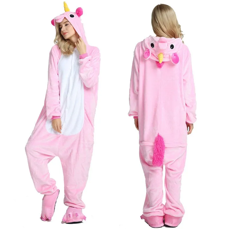 Women Unicorn Stitch Onesies Unisex Winter Christmas Pajamas Nightwear  Costumes Adults Flannel Sleepwear Pyjama