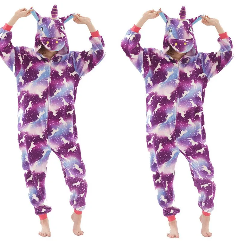 Women Unicorn Stitch Onesies Unisex Winter Christmas Pajamas Nightwear  Costumes Adults Flannel Sleepwear Pyjama