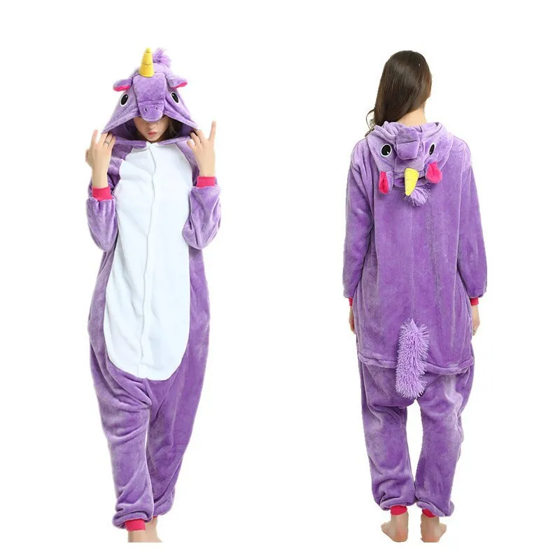 Women Unicorn Stitch Onesies Unisex Winter Christmas Pajamas Nightwear  Costumes Adults Flannel Sleepwear Pyjama