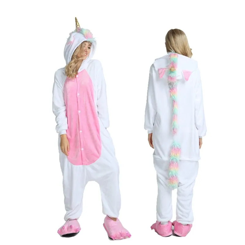 Women Unicorn Stitch Onesies Unisex Winter Christmas Pajamas Nightwear  Costumes Adults Flannel Sleepwear Pyjama