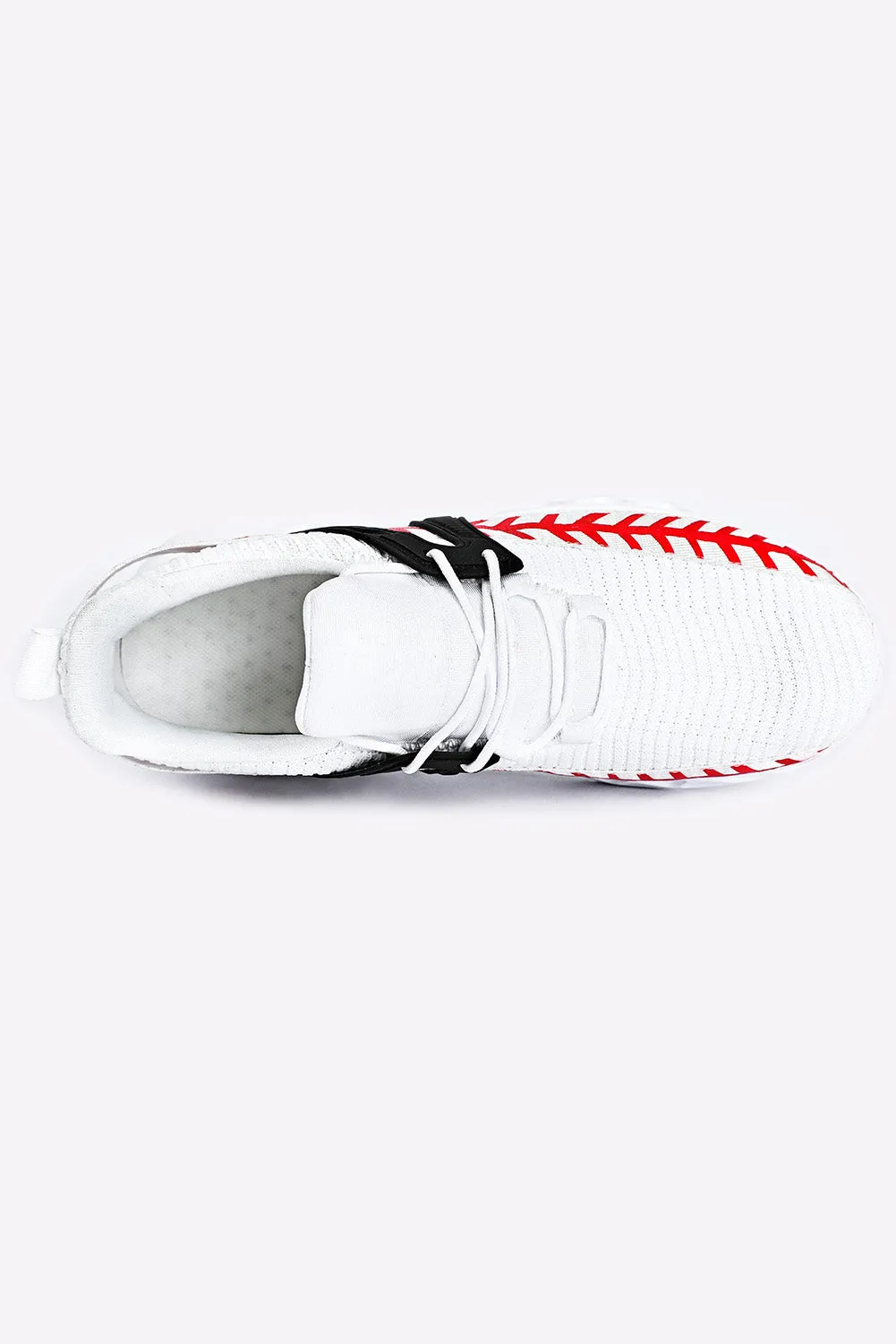 Women's Baseball Pattern Graphic White Sneakers