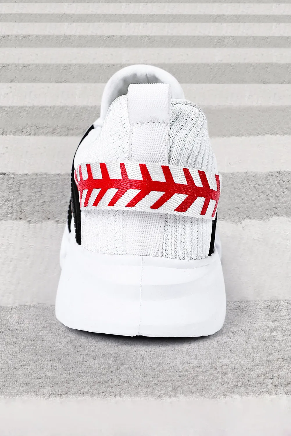 Women's Baseball Pattern Graphic White Sneakers