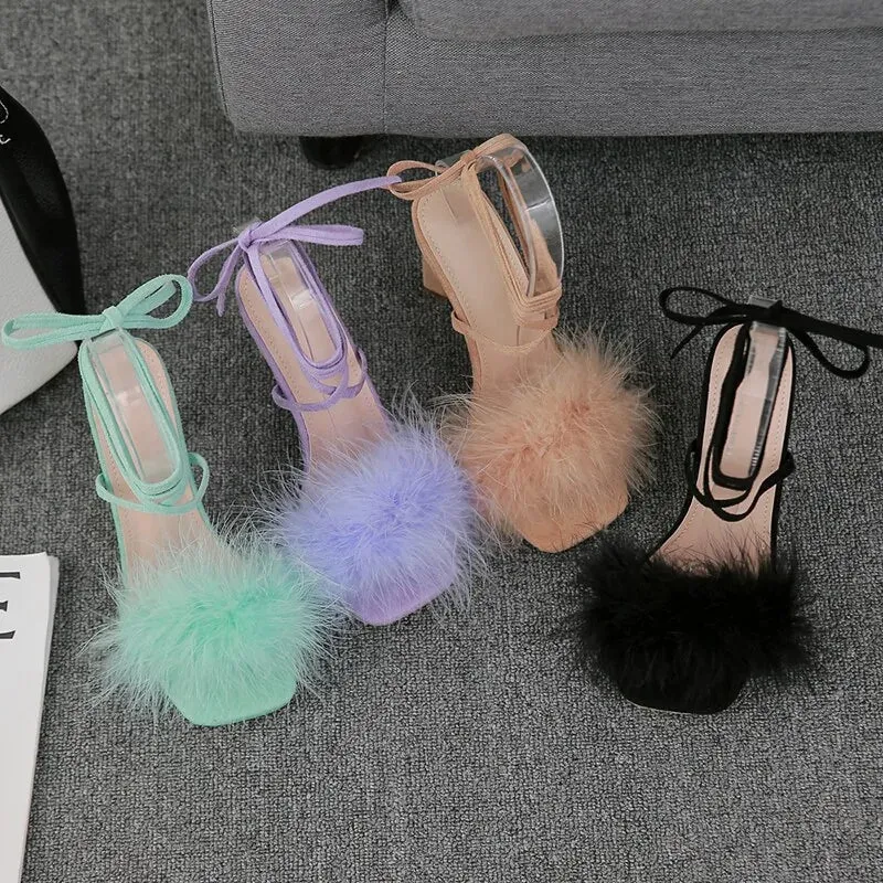 Women's Feather High Heels Shoes