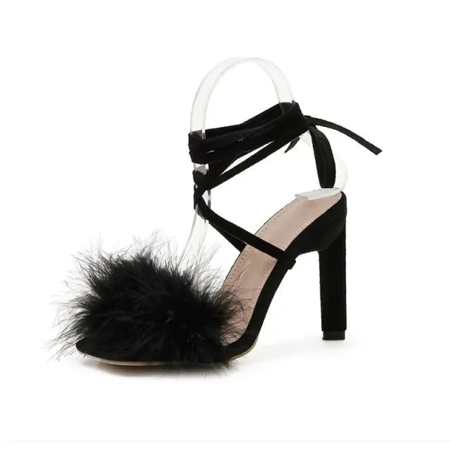 Women's Feather High Heels Shoes