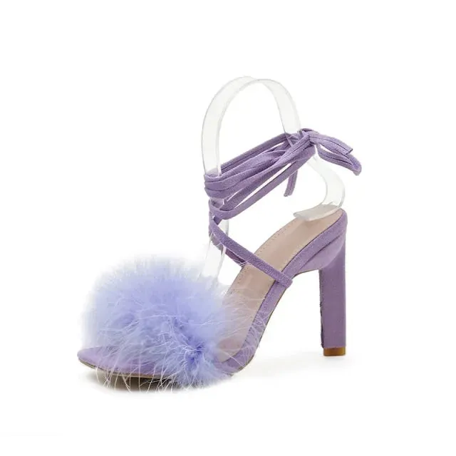 Women's Feather High Heels Shoes