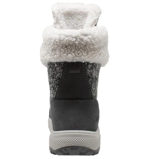 Women's Grey Microfleece Lace Winter Leather Boots