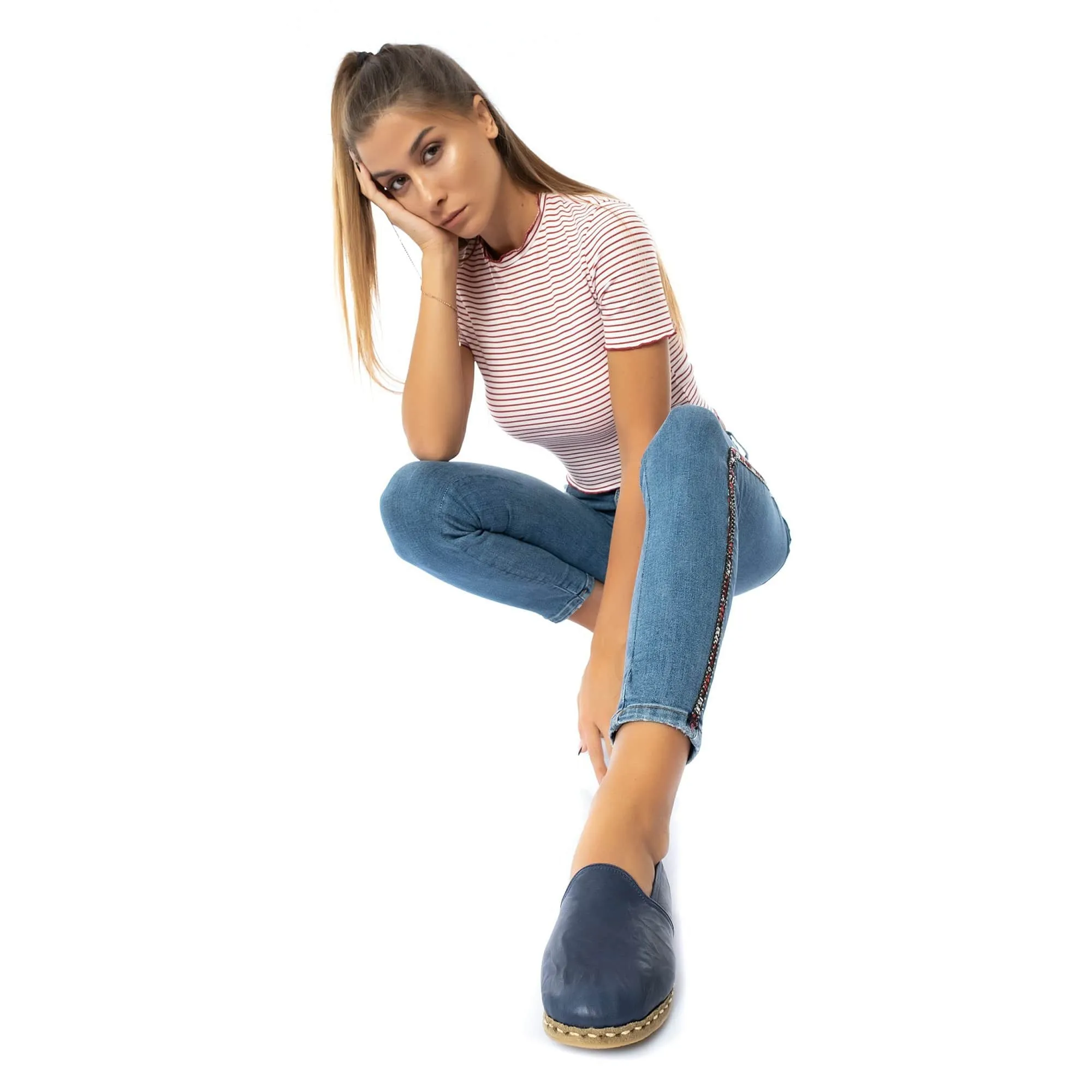 Women's Navy Slip On Shoes