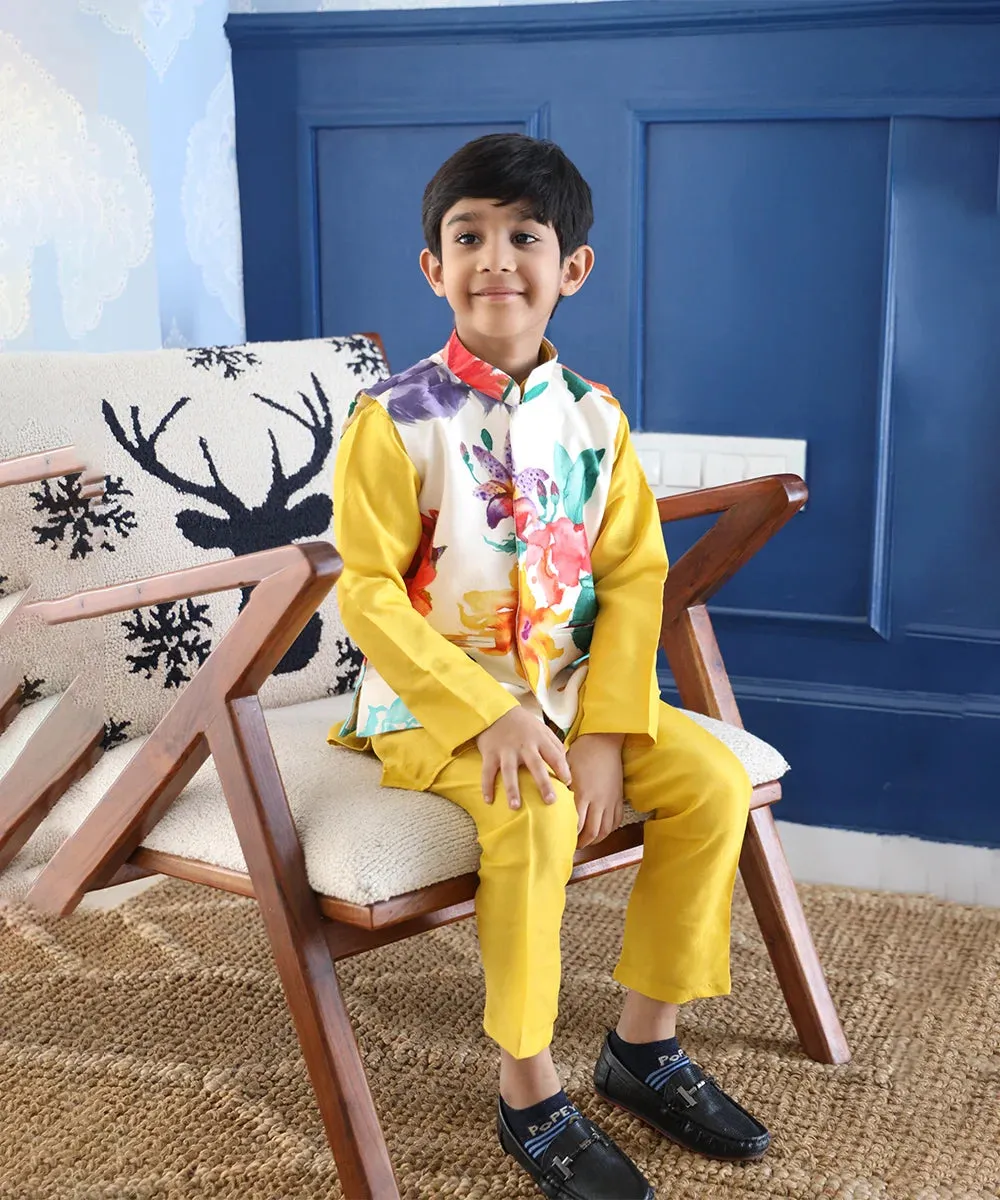 Yellow Party Wear Kurta Set for Boys for Haldi / Small Ceremonies