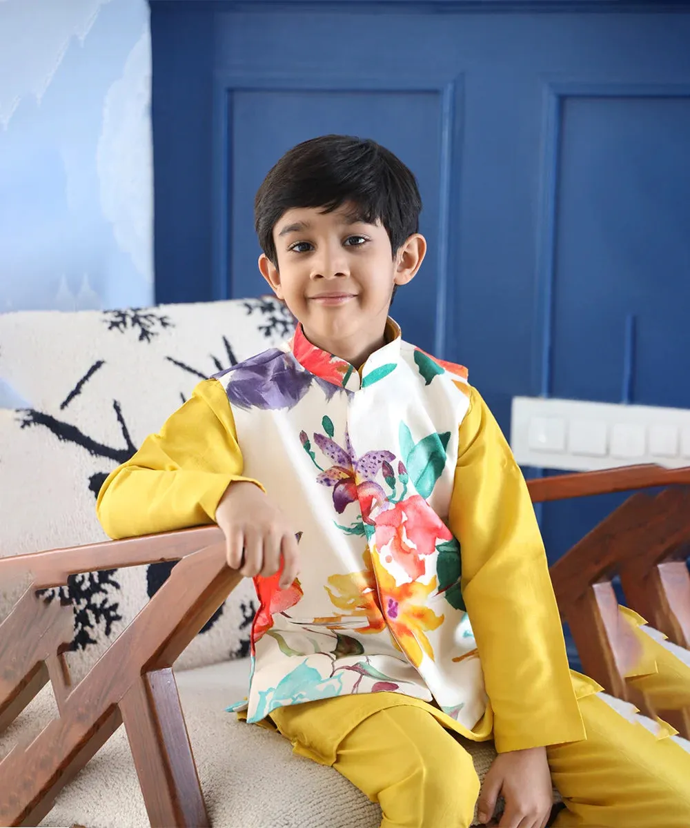 Yellow Party Wear Kurta Set for Boys for Haldi / Small Ceremonies